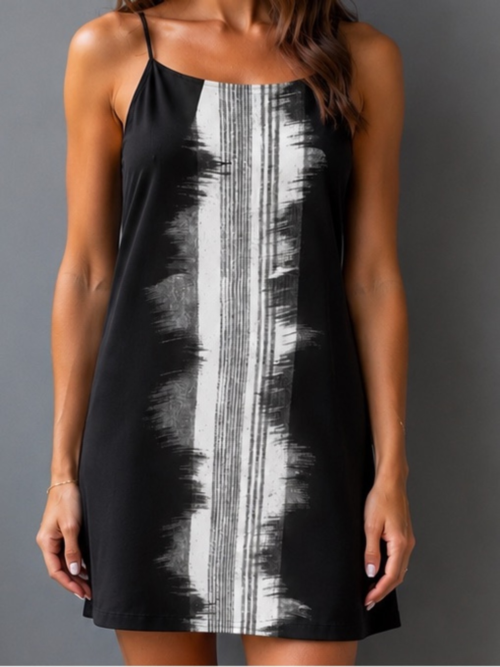 Vince Camuto Black Abstract Print Sleeveless Shift Dress Size Large